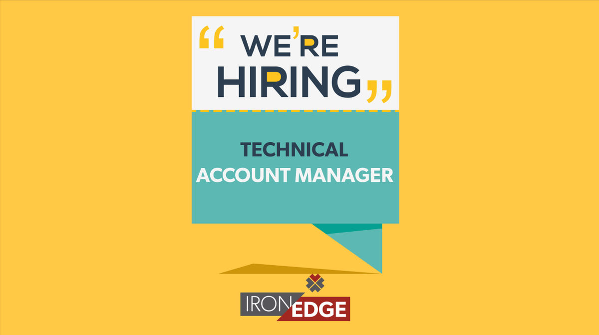 ironedgegroup's tweet image. We&apos;re hiring! IronEdge is looking for a Technical Account Manager to join our award-winning team. Check out the details and apply in the link below.

ow.ly/Cm0V50HbCa9 

#WeAreHiring | #HiringNow | #TechnicalAccountManager | #JoinOurTeam