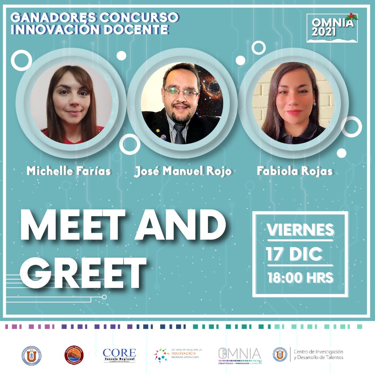 omnia_ucn's tweet image. Nos conectamos mañana para conversar con las/os #profesOMNIA 2021 para conocer sus impresiones sobre el Concurso de Innovación Docente, sus experiencias educativas y mucho más 🥰

📅 Viernes 17 de diciembre - 18:00 - Facebook Live

¡Les esperamos!