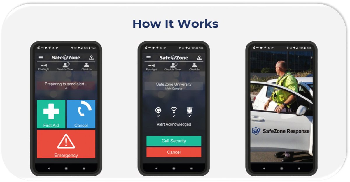 If you are on <a href="/UniKent/">University of Kent</a> campus, we advise that you download the SafeZone app. 

This app is simple to use and free, designed to help students and staff summon first-aid, security or safety assistance in an emergency. 
ow.ly/OfCf50GdA2n <a href="/UniKentSSW/">Student Support and Wellbeing, University of Kent</a> <a href="/KentUnion/">Kent Union</a> <a href="/UKC_access/">UniKent Canterbury Access</a>