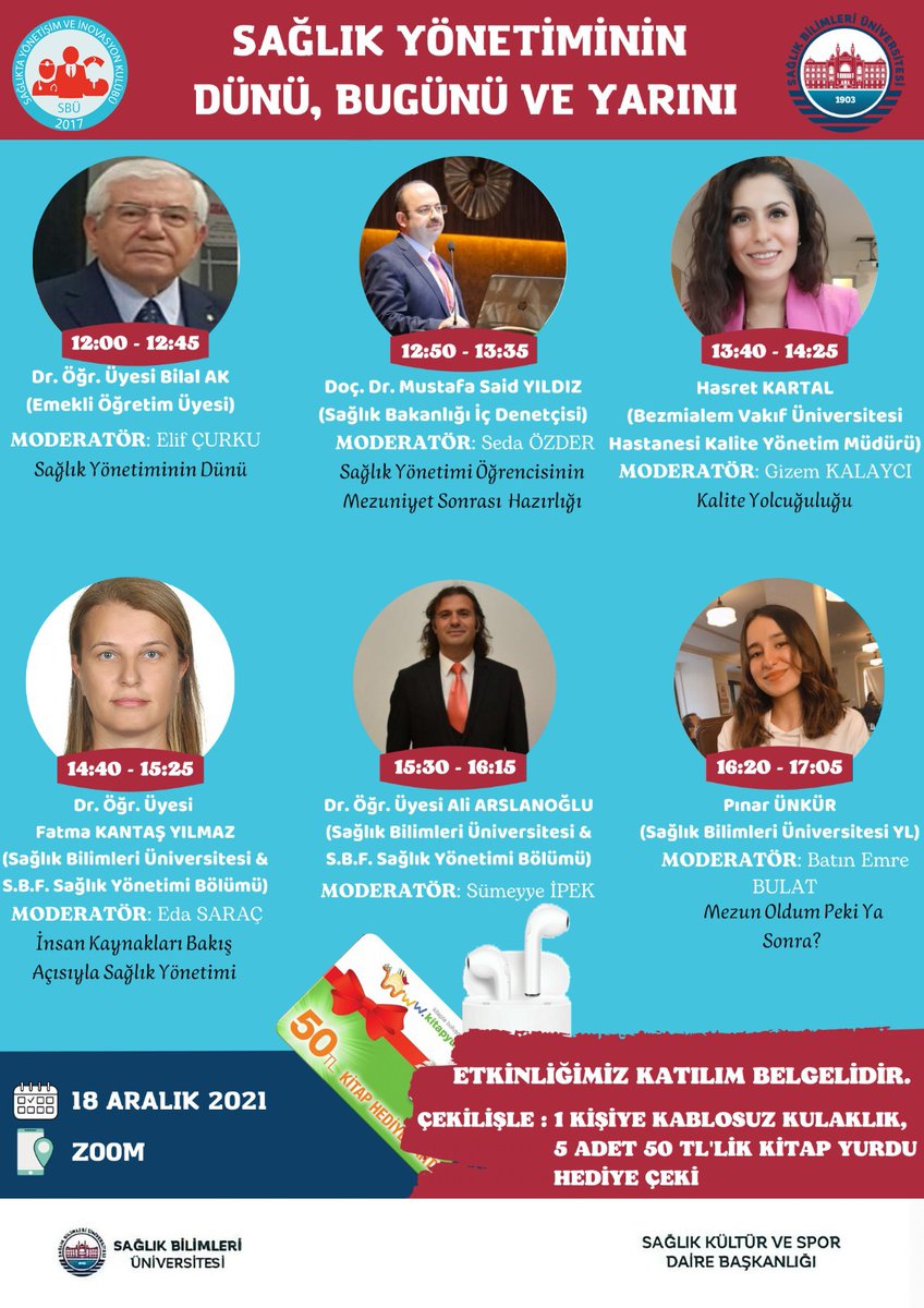 Herkese Merhaba 🙋🏼‍♀️🙋🏼‍♂️
Sağlıkta Yönetişim ve İnovasyon Kulübü olarak "18 Aralık Sağlık İdarecileri Günü'ne" özel  birbirinden değerli konuklarımızın katıldığı Sağlık Yönetiminin Dünü, Bugünü ve Yarını konu başlıklı etkinliği ile karşınızdayız.
Etkinliğimize katılmak için bio da...