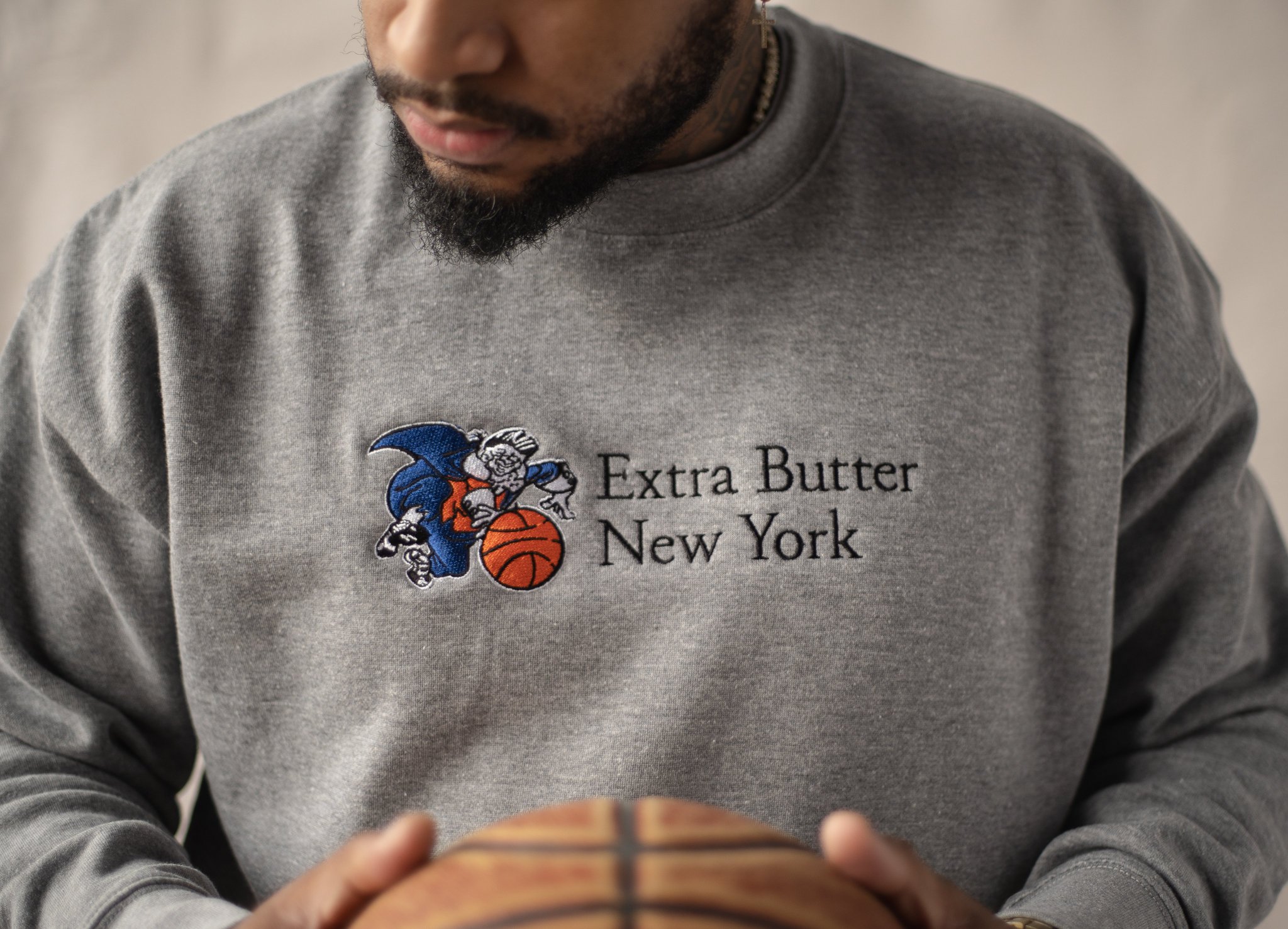 Vintage 90's grey champion knicks hotsell basketball sweatshirt