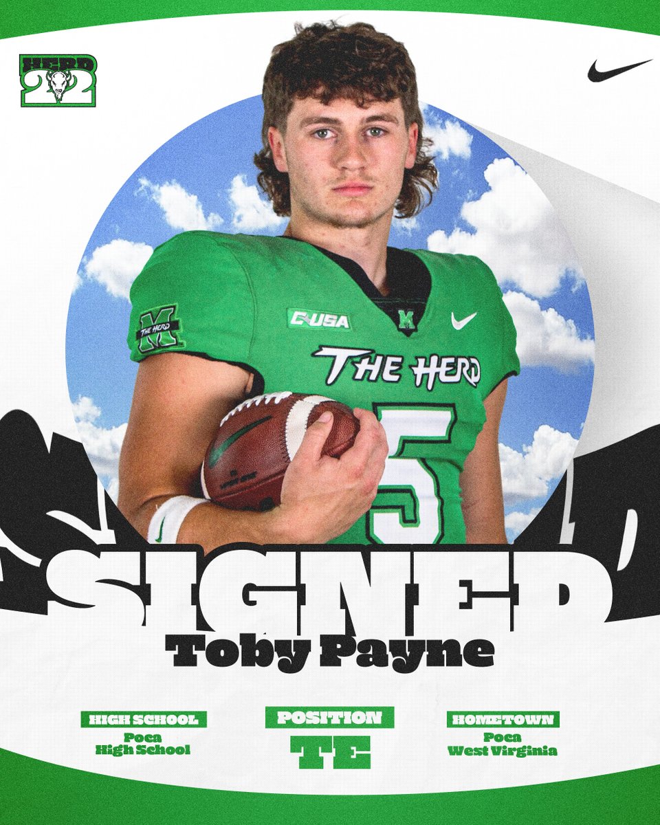 Marshall Football (@herdfb) on Twitter photo Herd Nation, welcome another phenomenal student athlete to Huntington, Toby Payne.
<a href="/tpayner05/">Toby Payne</a>
#TrustTheProce22 | #NSD22 | #GoHerd Herd Nation, welcome another phenomenal student athlete to Huntington, Toby Payne.
<a href="/tpayner05/">Toby Payne</a>
#TrustTheProce22 | #NSD22 | #GoHerd