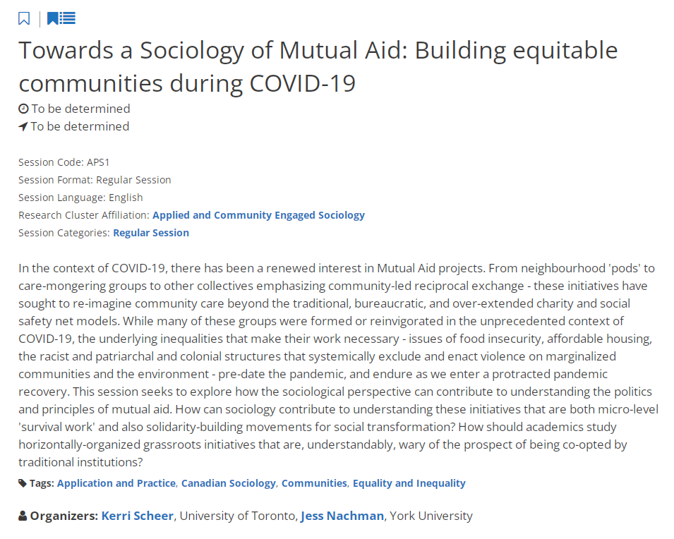 Kerri Scheer (@kerrischeer) on Twitter photo Hi Soc friends! <a href="/JessNachman/">Jess Masaki Nachman</a> and I have organized a session in the <a href="/AppliedSoc_Can/">Applied Soc CSA</a> cluster for the <a href="/csa_sociology/">CSA-SCS</a> virtual conference in May at #congressh! If you're doing cool research on #MutualAid in Canada, we'd love to hear from you! Call 4 abstracts: csa-scs.ca/conference/cal… Hi Soc friends! <a href="/JessNachman/">Jess Masaki Nachman</a> and I have organized a session in the <a href="/AppliedSoc_Can/">Applied Soc CSA</a> cluster for the <a href="/csa_sociology/">CSA-SCS</a> virtual conference in May at #congressh! If you're doing cool research on #MutualAid in Canada, we'd love to hear from you! Call 4 abstracts: csa-scs.ca/conference/cal…