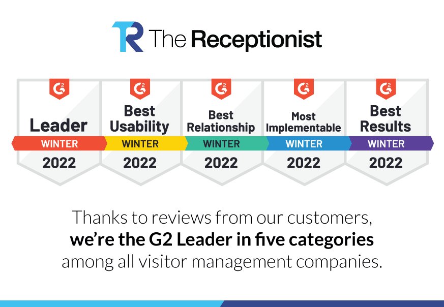 receptionistapp's tweet photo. The #G2 Winter Reports are out, and The Receptionist is proud to be named a winner in five categories! Thanks to all of our amazing customers who left us a review this year—read more from them here: https://t.co/PhuHz2koU4 #visitormanagement https://t.co/fBW0QvWFdk