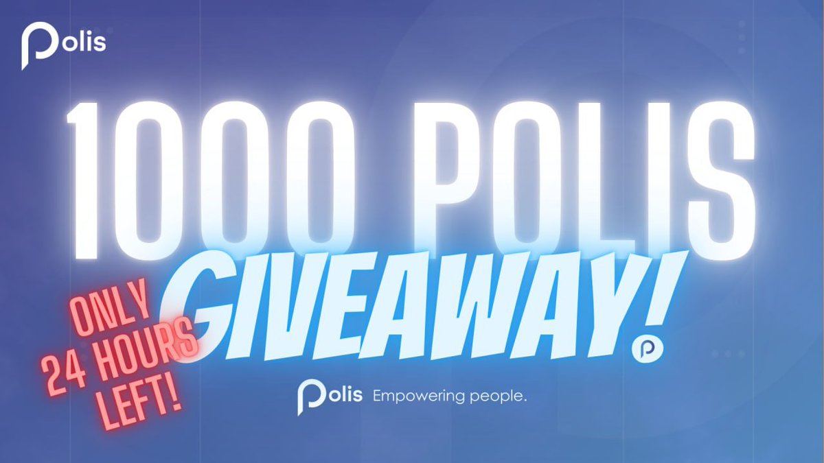 ¡Solo quedan 24 horas!

¡¡¡Sorteo de 1000 $ POLIS!!!

gleam.io/UFkBA/1000-pol…