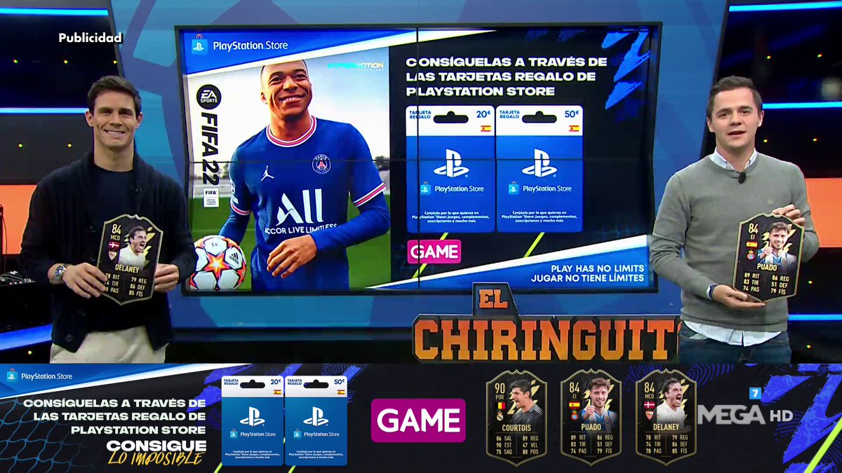 🚨SORTEAZO🚨 

¿Quieres las cartas físicas COURTOIS, PUADO o DELANEY de FIFA Ultimate Team de @EASPORTSEsp?

▶️ Haz RT y comenta con #ChiringuitoPSPlus qué carta quieres 
▶️ Sigue a <a href="/PSPlusES/">PlayStation Plus España</a> y a <a href="/elchiringuitotv/">El Chiringuito TV</a>

Tienes hasta el 20/12 a las 12h

BL ▶️ terms.easypromosapp.com/t/36652
