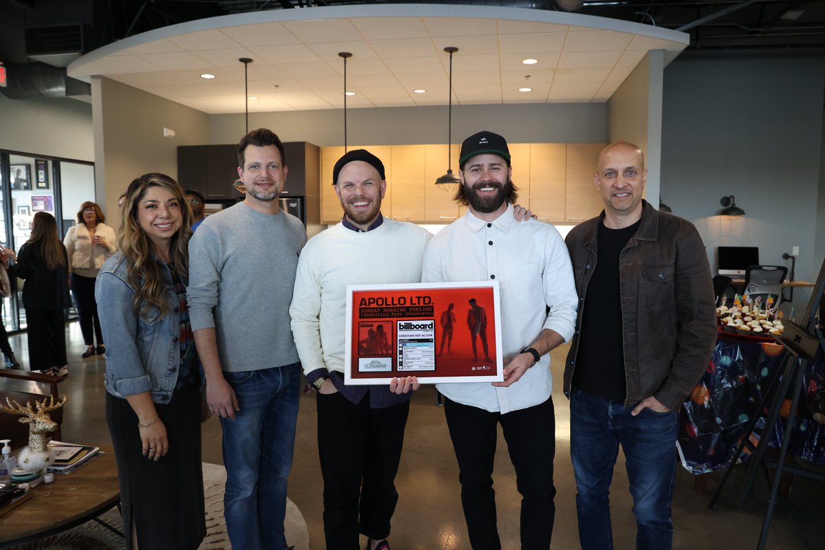 We got to celebrate <a href="/WeAreApolloLTD/">Apollo LTD</a> for their #1 radio single “Sunday Morning Feeling (feat. <a href="/ryansmusic/">Ryan Stevenson</a>)”! We couldn’t be more excited and proud of you guys, this is only the beginning!