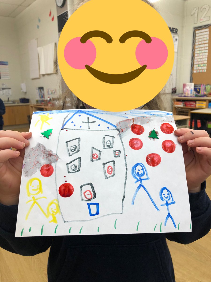 “ I drew a picture of my school Holy Rosary and me standing outside with my teachers.” - A.E  #hcdsbk <a href="/HolyRosaryM/">Holy Rosary, Milton</a>