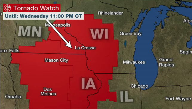 NEW: #Tornado watch issued until 11p CT for parts of eastern MN ...