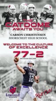 Blessed to have received my 3rd offer from <a href="/LinfieldFB/">Linfield Football</a>. Big thank you to <a href="/coachbelliott/">Brett Elliott</a>. Super excited to get down there next month for an OV! Go cats!

<a href="/CoachC34/">Brandon Christensen</a> <a href="/BrandonHuffman/">Brandon Huffman</a> <a href="/CoachSmithCats/">Coach Joseph Smith</a> <a href="/NW_Spotlight/">NW SPOTLIGHT ATH'S</a> <a href="/RylandSpencer/">Ryland Spencer™</a> @