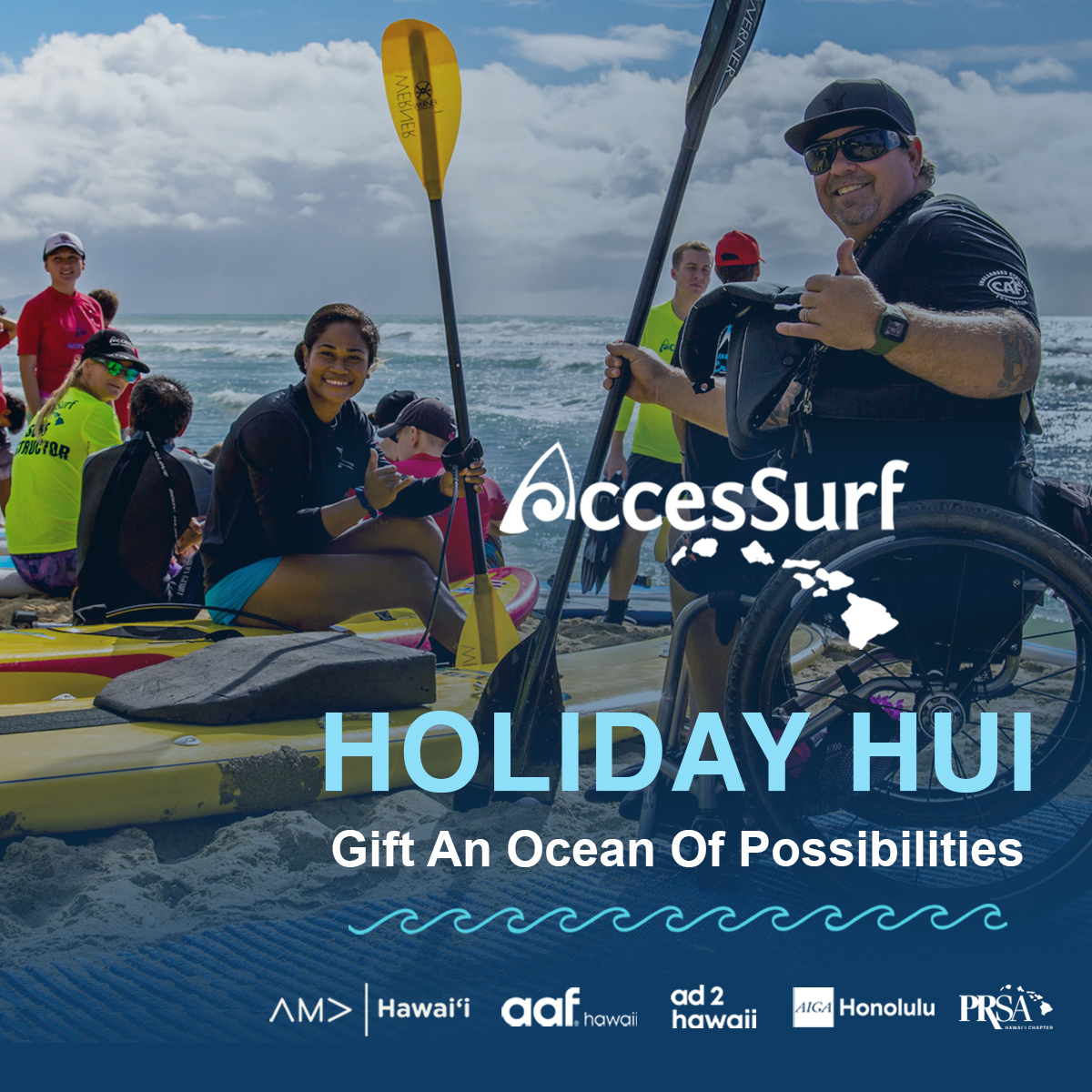 It’s the season for giving and what’s better than giving a donation to support AccesSurf and their mission to build an inclusive community that empowers people with disabilities. 
 Please embrace the spirit of giving and donate to our Holiday Hui! accessurf.org/holiday-hui/