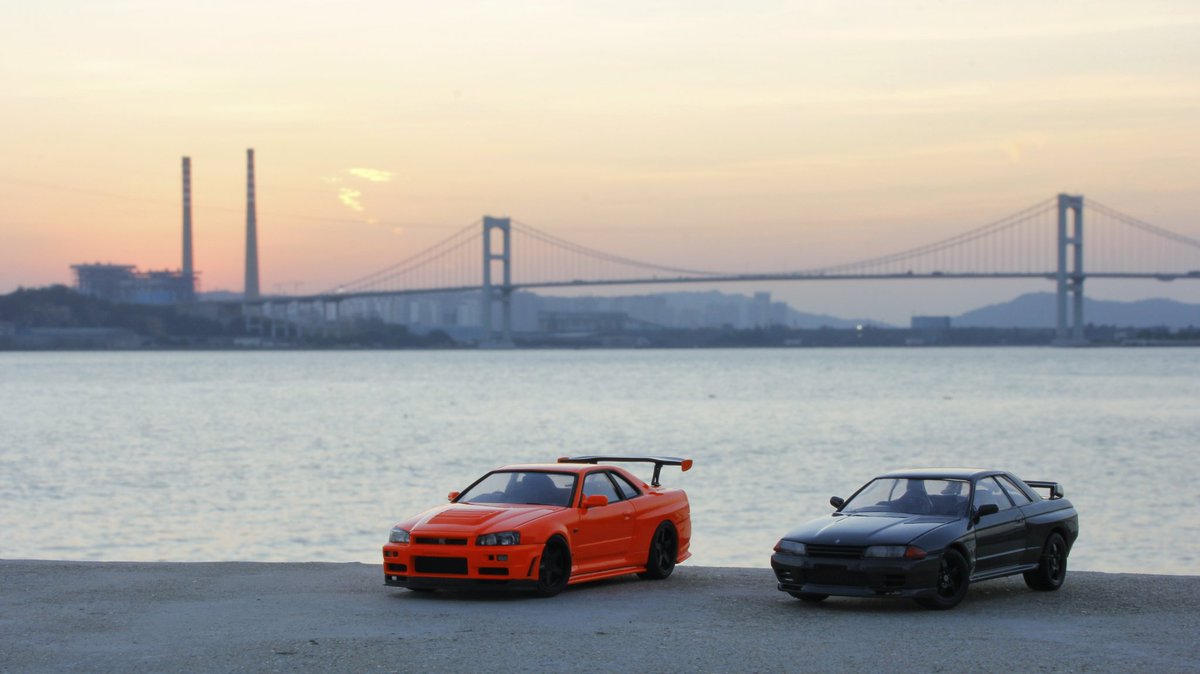 GESgabo's tweet photo. aoshima 1/24scale model Nissan Skyline GTR r34&amp;r32
#Nissan #GTR #aoshima #r34 #r32 #124scalemodel https://t.co/W1a5Jqyd7w