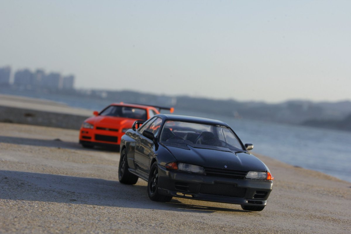 GESgabo's tweet photo. aoshima 1/24scale model Nissan Skyline GTR r34&amp;r32
#Nissan #GTR #aoshima #r34 #r32 #124scalemodel https://t.co/W1a5Jqyd7w