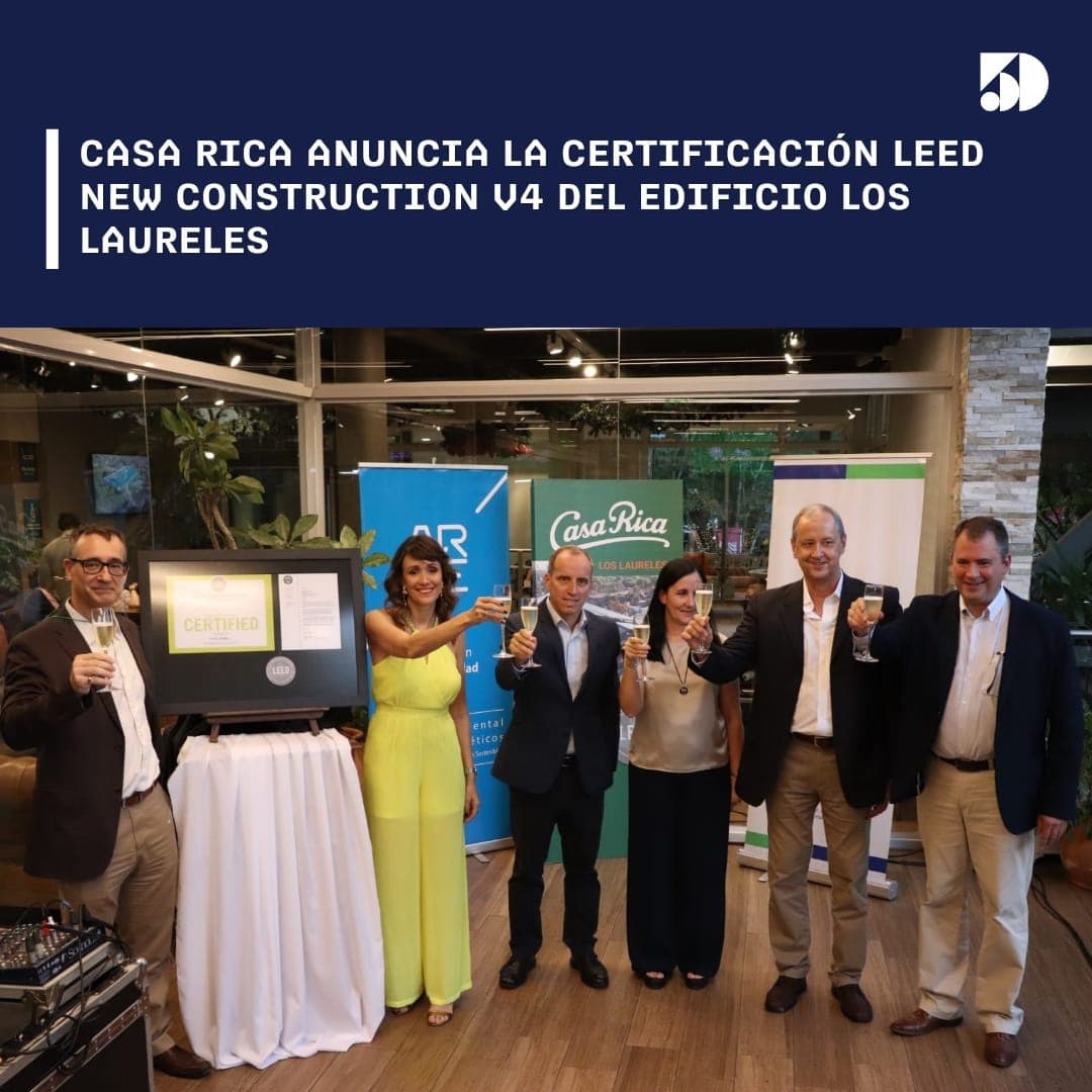 5DiasPy's tweet image. 𝗘𝗠𝗣𝗥𝗘𝗦𝗔𝗦 | A un año del mes de apertura, Casa Rica anuncia la Certificación LEED New Construction V4 del edificio Los Laureles otorgada el pasado 08 de diciembre por la Certificadora americana USBG (United States Green Building Council). 

#CertificacionLEED #CasaRica