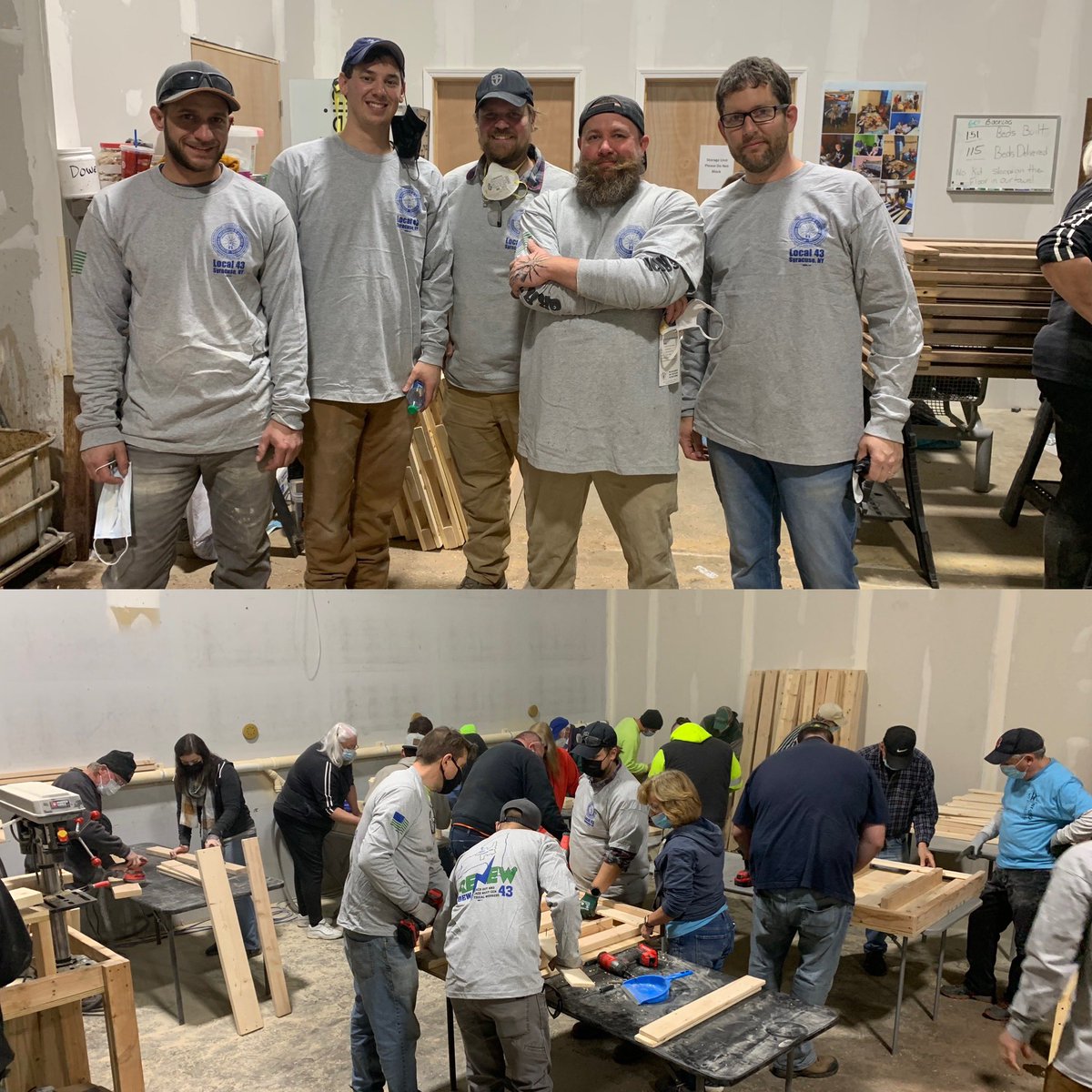IBEW Local 43 members giving back to their community by volunteering to
build beds for kids in need for Sleep in Heavenly Peace in Utica, N.Y. 

Nice work Brothers &amp; Sisters! 

#IBEWLocal43OnTheMove!
#UnionStrong💪🏻🇺🇸
