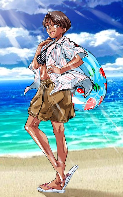 遠野みづき水着絵進捗。わりといい感じになってきた。今日中に完成させる!(多分) 