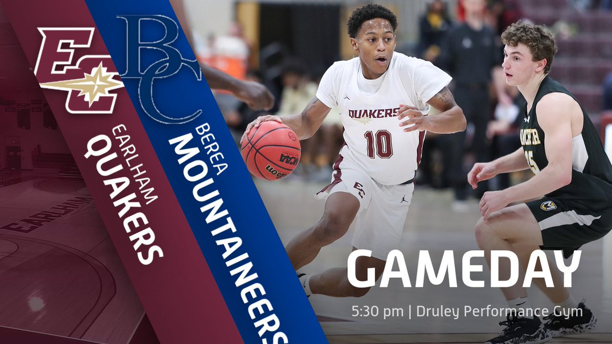 EarlhamQuakers's tweet photo. MBB: Its Quaker Gameday! @Earlhambball begins the December break with a home matchup against Berea College in Druley Performance Gym. Tip-off is slated for 5:30 pm.

Live Stats: https://t.co/PnyZ3NoIjh
Live Video: https://t.co/b0bAh8rxV6

#FFIL https://t.co/kaq4B8kfF3