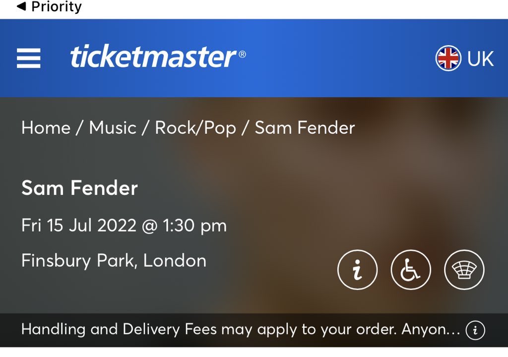 itsafri's tweet photo. @TicketmasterCS hi, can you confirm Sam Fender’s Finsbury Park concert time? It says 4pm on the first page and 1:30 on the other https://t.co/zzPzA22ptv