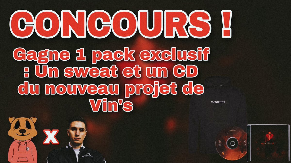 EncoreDuRap's tweet photo. 🚨 CONCOURS

GAGNE UN SWEAT ET LE NOUVEAU PROJET DE VIN'S : MANIFESTE

- Follow @vins_waza et @EncoreDuRap
- RT et FAV ce tweet

T.A.S dans quelques jours 🔥 https://t.co/BShXGNOmZk
