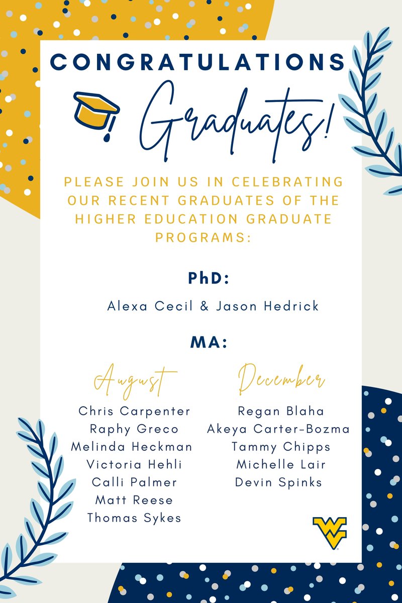 We are thrilled to celebrate our recent graduates of the higher education graduate programs! 🎉