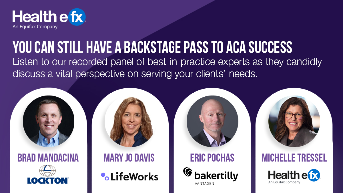 HealthEfx's tweet photo. If you missed our “Behind the scenes to ACA success” webinar, you can listen in as leading ACA experts share best practices on how to better serve your clients’ needs.
https://t.co/NRK3z7OUch https://t.co/tOc2yOeqoC