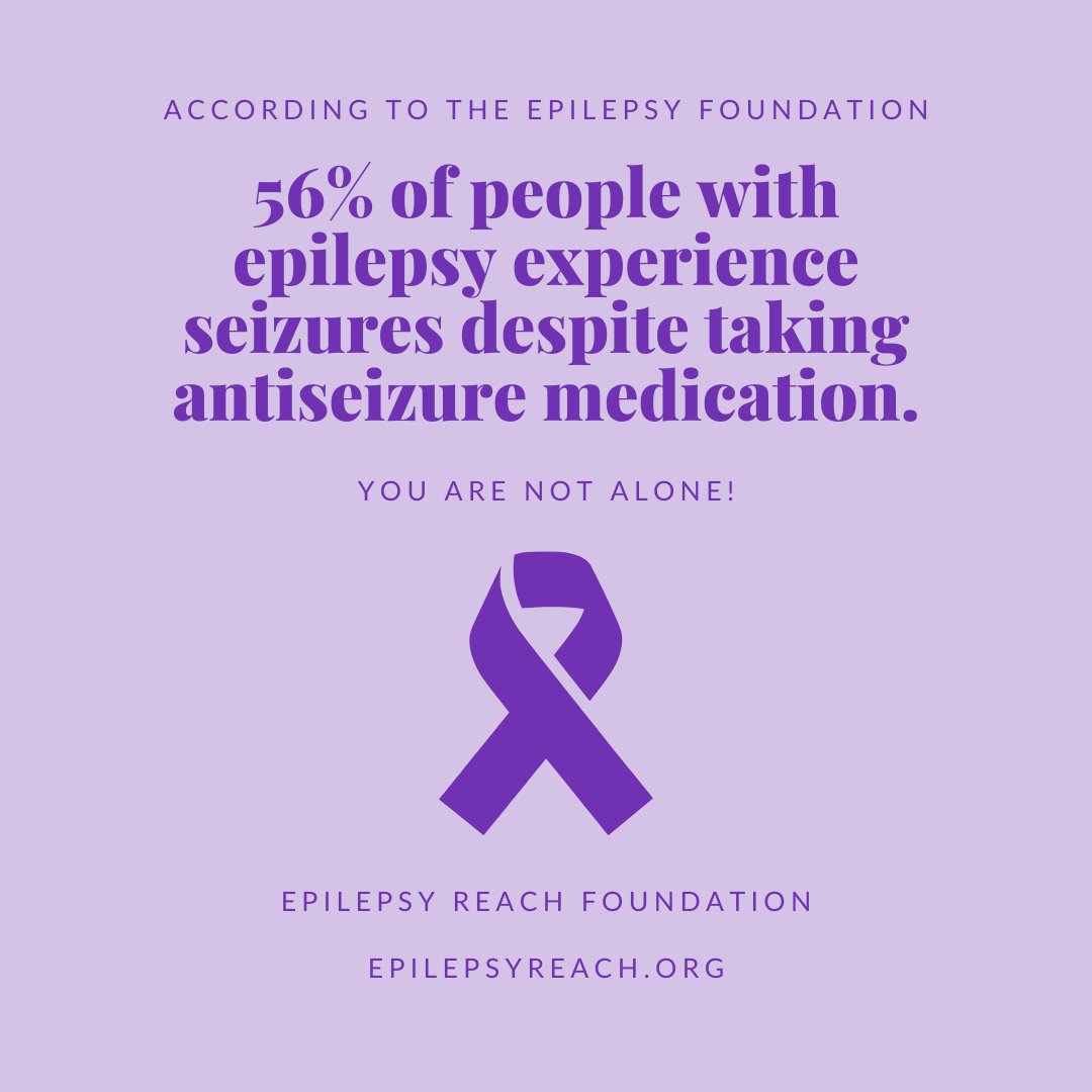 EpilepsyReach's tweet photo. According to the Epilepsy Foundation, 56% of people with epilepsy experience seizures despite taking antiseizure medication. You are not alone!
#epilepsyreach #epilepsyreachfoundation #epilepsyawareness #epilepsywarrior #epilepsyfighter #epilepsystrong #epilepsyfact https://t.co/BLGsp9VpUN