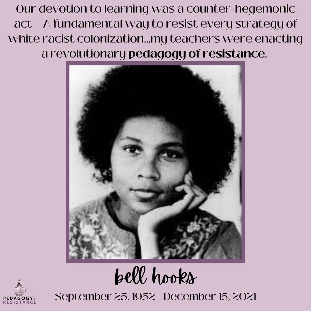 Rest in peace and power! #bellhooks 
Devastated.
