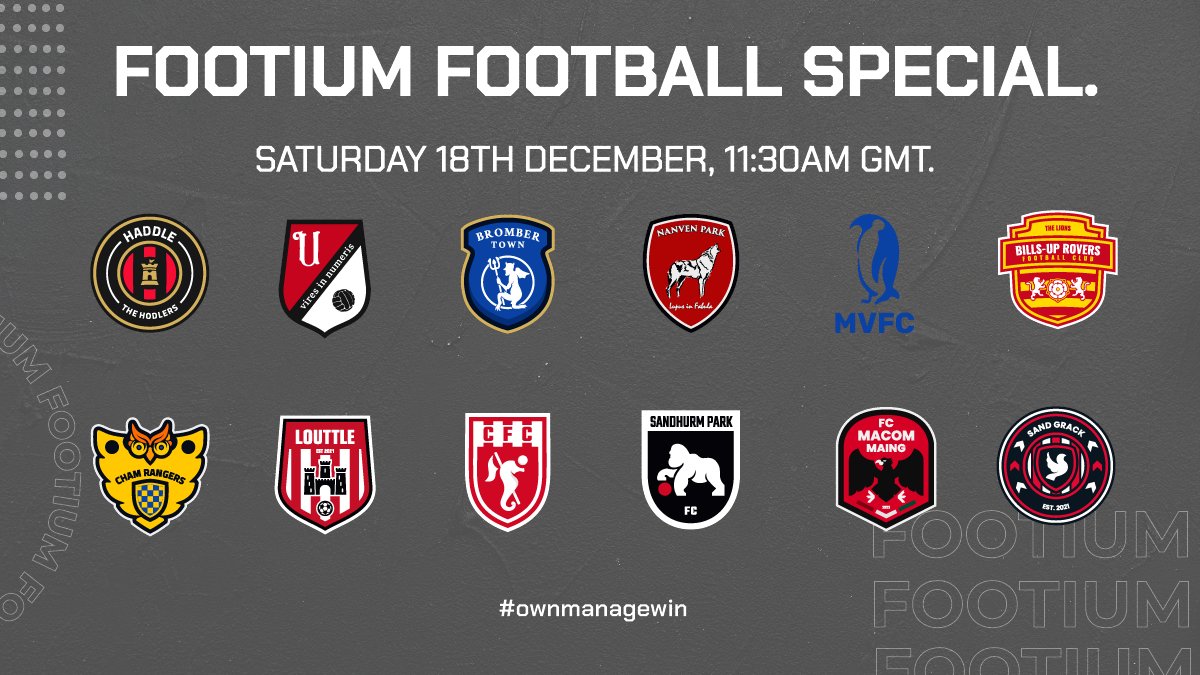 📺 We are excited to announce our community event this Saturday, The 'Footium Football Special'.

💰 We are going to be live-streaming a simulation of the final day of the season on Twitch in a 'Soccer Saturday' format for all of the Divisions 1 teams with a lot on stake!