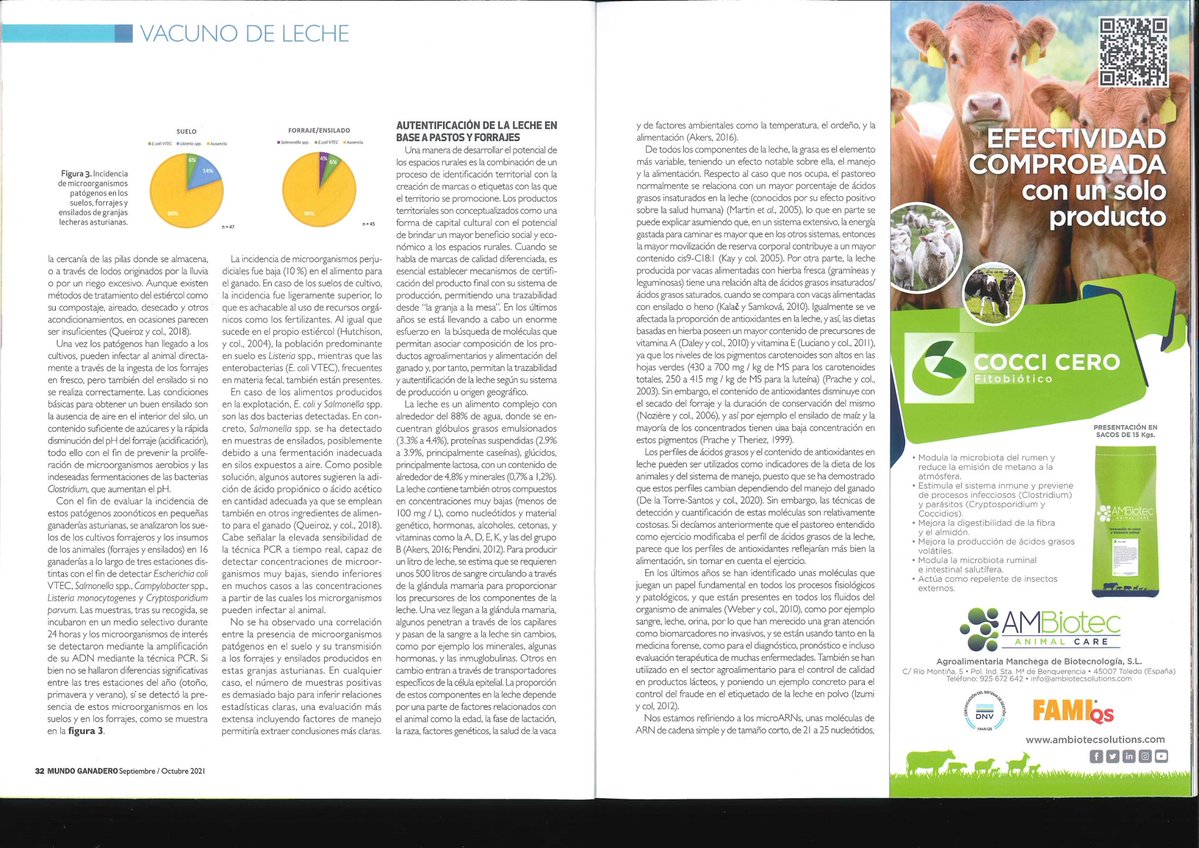 SeridaAst's tweet photo. Artículo divulgativo de nuestros investigadores del grupo @NySA_SERIDA en la revista @mganadero  👇👇
"Leche producida en base a pastos y forrajes: control y caracterización sanitaria de las granjas y marcadores para su autentificación"
@bioeclectic @LJRoyo https://t.co/X2pvCfbNvA