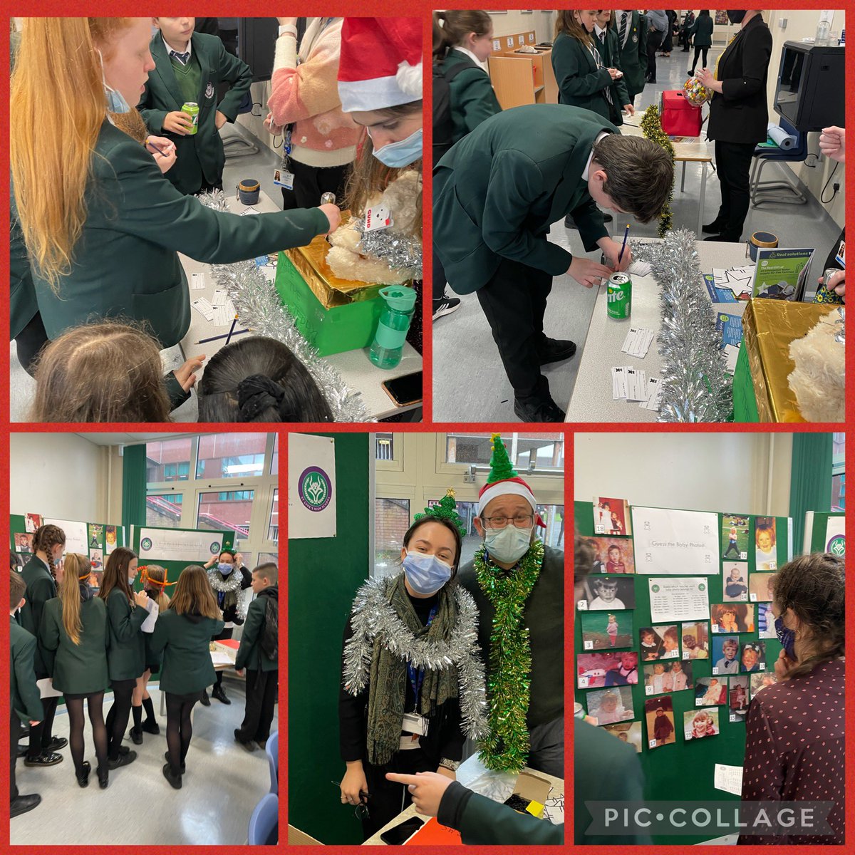 StLukesHigh's tweet photo. 1/2 Well done &amp; thank you to our team of Christmas Elves who organised a fantastic Christmas Fayre experience for S1 pupils today. Pupils enjoyed stalls such as guess the number of sweets in the jar, guess the name of the teddy &amp; tried to match the baby photos to the staff names. https://t.co/gAvETLwvWW
