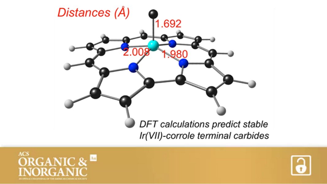Check out this article in ACS Organic & Inorganic Au by Abhik Ghosh and coworkers on “Iridium(VII)–Corrole Terminal Carbides Should Exist as Stable Compounds”