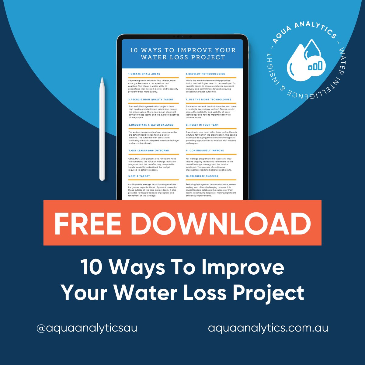 aquaanalyticsau's tweet photo. Are you struggling to reduce water loss in your network? 💧 Read our tips to help improve your projects.
✅ Free Download: https://t.co/KM1FxHKZAh
#waterloss #leakdetection #water #waternetworks #smartwater #waterleakage #nonrevenuewater https://t.co/hKUIhNd0Bb