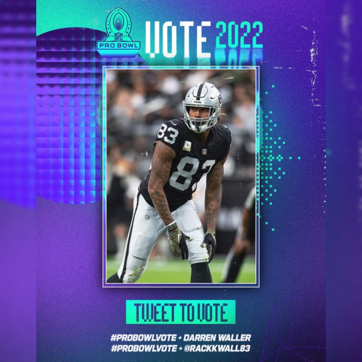 darrenwallerfdn's tweet photo. RT to vote for Darren for this year’s Pro Bowl!
#ProBowlVote + Darren Waller
#ProBowlVote + @Rackkwall83 https://t.co/EzUxVddRtT