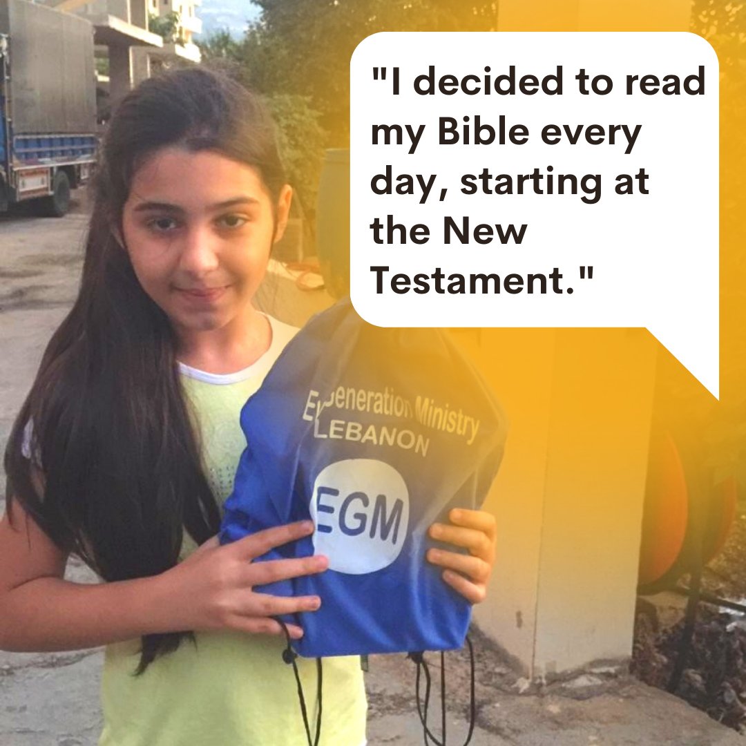 egmworld's tweet image. A 9 year old girl had just accepted Christ and learned to read the Bible during summer camp. She sent her EGM leader a message, saying she wants to read the Bible every day and start in the New Testament. What a blessing it is for her to passionately read God’s word every day!