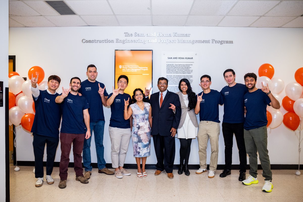 UtCepm's tweet photo. On Dec. 10th, 2021, we celebrated the official naming of the Sam and Hema Kumar Construction Engineering and Project Management program, in honor of the Kumars' transformative gift. Their endowment will provide critical support to expand the program’s impact and change the world. https://t.co/VIXq4igNCl
