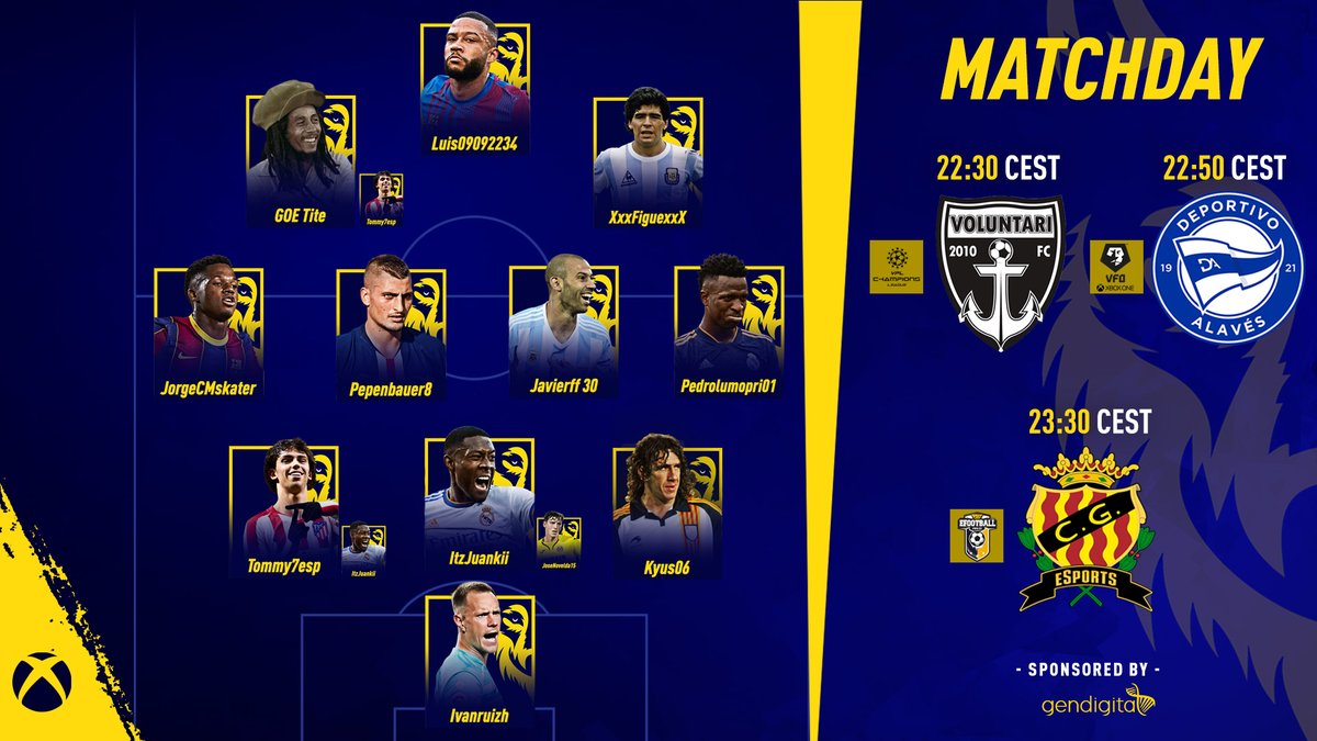 FC_Returned's tweet photo. #FIFA22 #XBOX 

¡Menuda noche nos espera! 🔥

🏆 R6 CL @VPLglobal 
🆚 @FcVoluntari 
⏰ 22:30

🟨🟦🟨🟦

🏆 J11 @VFOspain_xbox 
🆚 @Alaves 
⏰ 22:50

🟨🟦🟨🟦

🏆 J13 @PLGeFootBall PARTIDAZO
🆚 @NasticeSports 
⏰ 23:30

📺 https://t.co/T39vPi0YBm

#WeReturned 🐺 https://t.co/MUHnrtMSMa