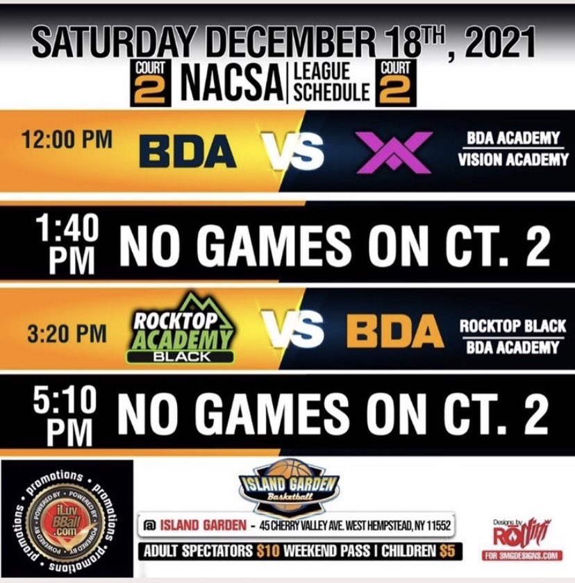 NACSA Schedule change 
12/18/21