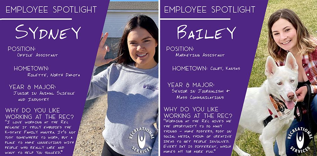 KStateRec's tweet photo. Meet Bailey and Sydney, two of our student employees who work behind the scenes! Thank you for all your hard work π #kstate #recservices https://t.co/EPb137CKYO