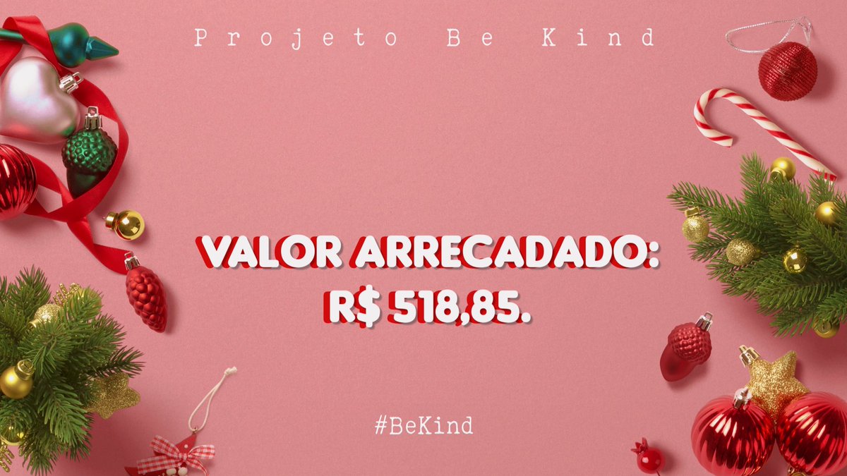É com imensa gratidão que divulgamos o valor total arrecadado pela Campanha Natal Solidário Be Kind. Quando iniciamos não imaginamos que seria tão divulgado e apoiado. MUITO OBRIGADO a todes que nos ajudaram. Vocês são incríveis. As crianças com certeza vão amar!! ❤️ #BeKind