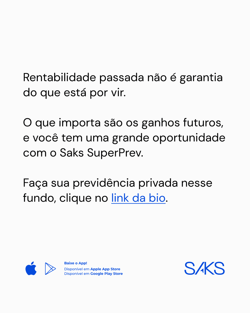 O Saks SuperPrev é um dos maiores destaques no mês de novembro na indústria dos fundos de previdência.

Em um mês complicado tanto para os fundos multimercado quanto para a bolsa de valores.

E ele tem potencial de entregar muito mais. Fique de olho :)

#previdenciaprivada