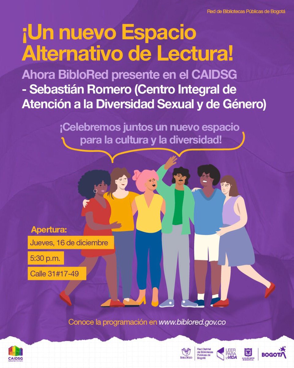 CulturaenBta's tweet photo. @Bogota estrena un nuevo espacio de lectura, uno en el que la inclusión es protagonista. Acompáñanos en la inauguración de #CAIDSG en la localidad de Teusaquillo, este jueves 16 de diciembre.
Con @BibloRedBogota eres lo que desees ser.
➡️https://t.co/tnX4cbZezo https://t.co/1gRQiM6Ptb