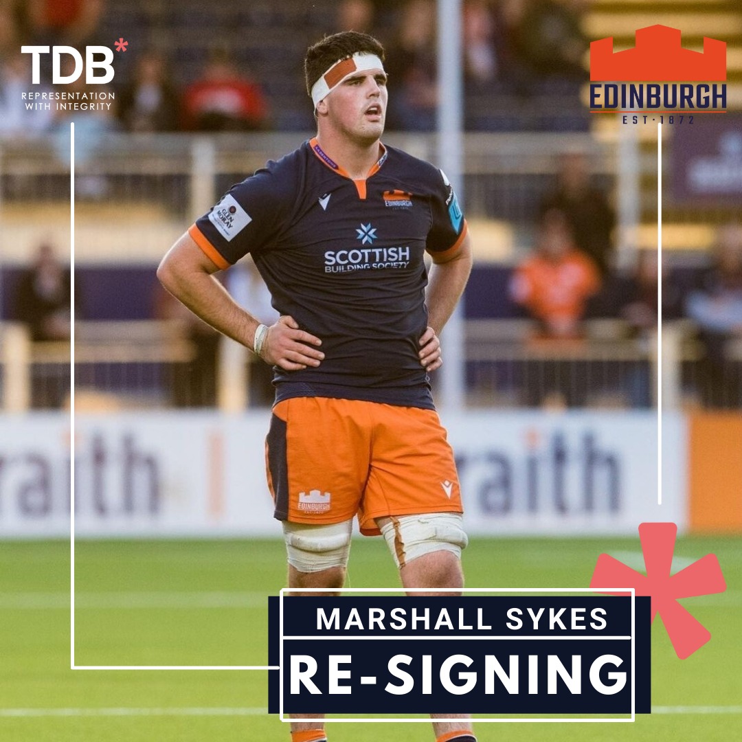 TDB are delighted for @MarshallSykes10 who has re-signed at @EdinburghRugby Consistent & industrious performances at lock for Edinburgh led to a first @Scotlandteam cap in the recent @NationsSeries Love your work 👏✍ #ImWithTDB #KeepingYouRIGHT #Rugby #Congrats #AlwaysEdinburgh