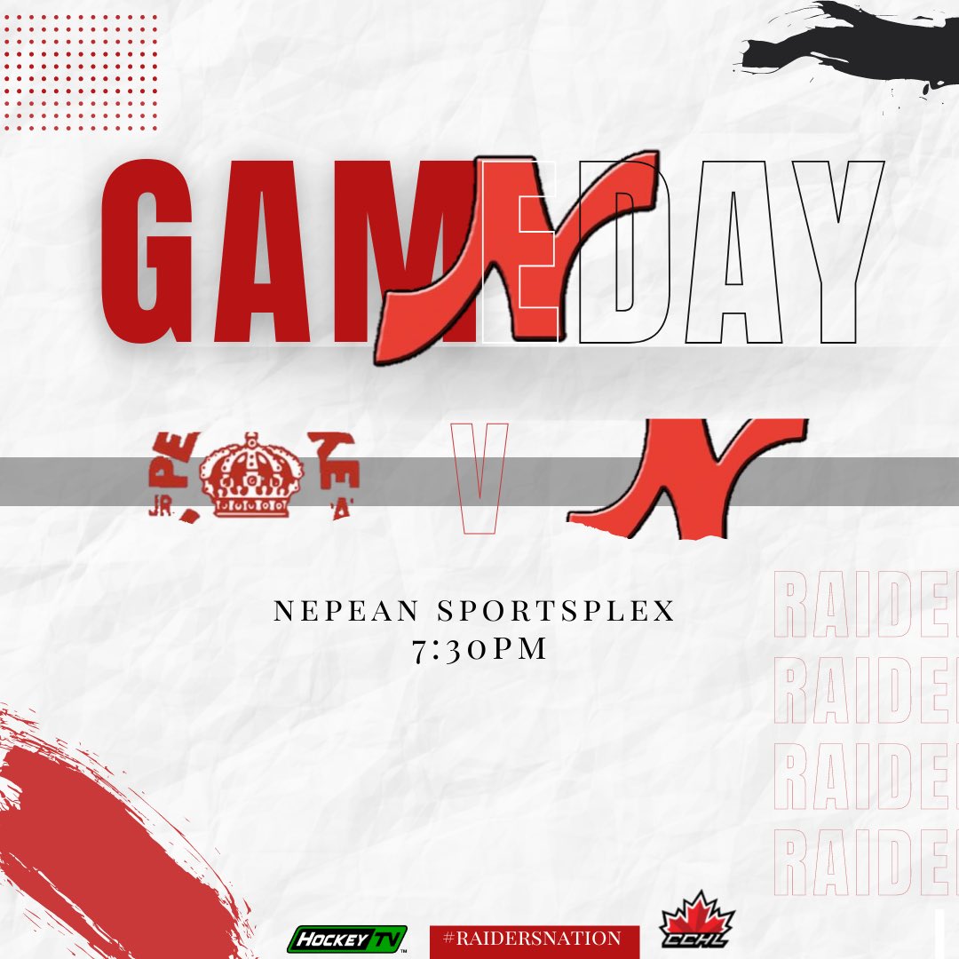 Nepeanraiders's tweet photo. Time to get our work boots on
📍 | #NepeanSportsplex
🆚 | @PLKingsCCHL
⏰ | 7:30pm
📺 | @MyHockeyTV
📻 | @CKDJ1079
#RaidersNation🔴⚫️ #NEPvsPLK #CCHL #Yzerman #Nepean #Raiders https://t.co/10Ai58k4F6