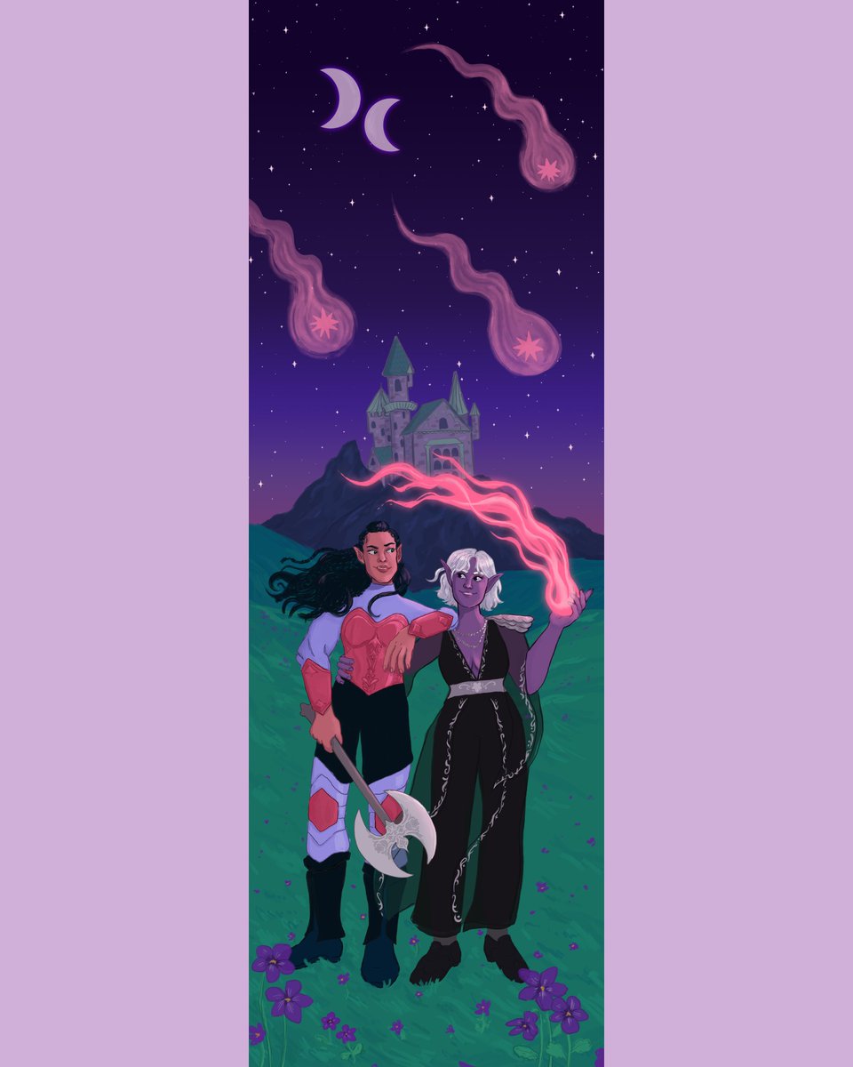 munchillu's tweet photo. I'm finally done with this semester of school (the worst one I've had so far), so here's one of the projects I worked on! 

In this house we love queer fantasy adventurers ✨🌈

#illustration #fantasyart #DnD #DnDcharacter #dndart https://t.co/wsEhWu6OX3