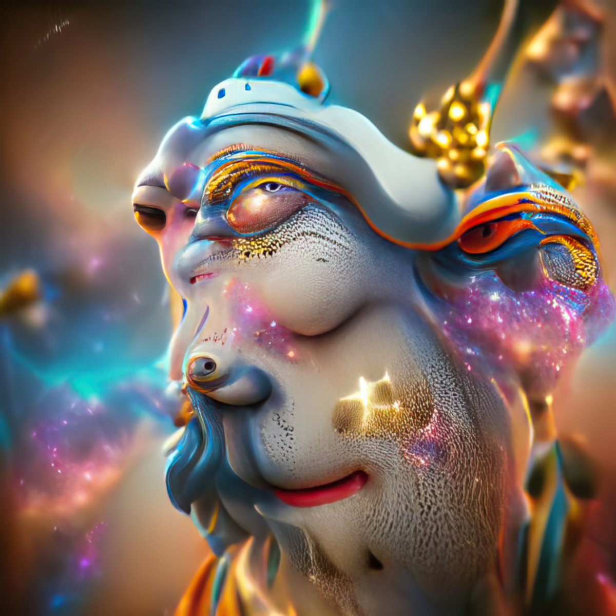 PreciousPng's tweet photo. @TerraObscuraNFT Made this one with the sentence: "Whimsical deity tripping and contemplating the cosmic universe" https://t.co/V6guwpDAhB