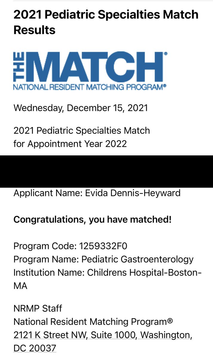 Matched into Pediatric GI! Excited to spend another 3 years at <a href="/BostonChildrens/">Boston Children's</a> <a href="/harvardmed/">Harvard Medical School</a> #matchday #Pediatrics #pedsGI #fellowshipmatch #blackingastro #diversityinGI #RepresentationMatters
