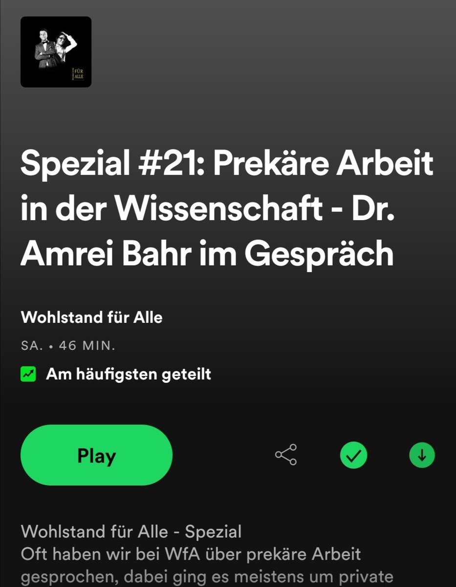 Wie schön, in dem großartigen Podcast #WohlstandfuerAlle von <a href="/nymoen_ole/">Ole Nymoen</a> und <a href="/SchmittJunior/">Wolfgang M. Schmitt</a> die tolle <a href="/AmreiBahr/">Amrei Bahr ist längst woanders 🦋</a> zu prekären Arbeitsbedingungen in der Wissenschaft zu hören!