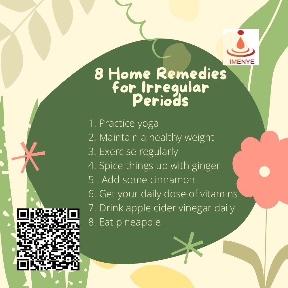 imenye_app's tweet photo. #RwOT 
#women 
We would love to share with you 8 Home remedies for irregular periods.
# https://t.co/0TxEsQ9Kze