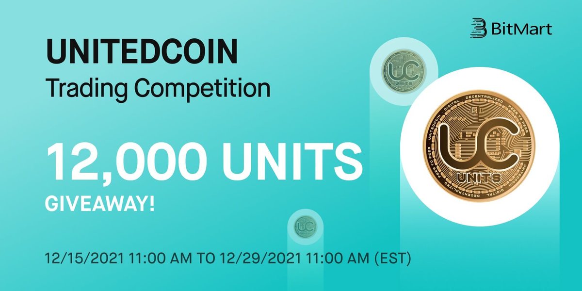 BitMartExchange's tweet photo. 🥳 #BitMart is launching UnitedCoin Trading Competition, with a total of 12,000 UNITS in rewards, exclusive to BitMart users. 

👉 Details: https://t.co/wP150zxw2s https://t.co/lJR57ik5Pk