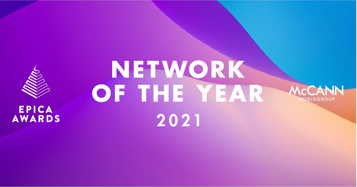 McCann Worldgroup was just named Agency Network of the Year at the 2021 @epicaawards! This is our 3rd Network of the Year award in the last 2 weeks, in addition to honors from WARC and the Immortal Awards. Congratulations to every one of our teams and clients across the globe!🌍
